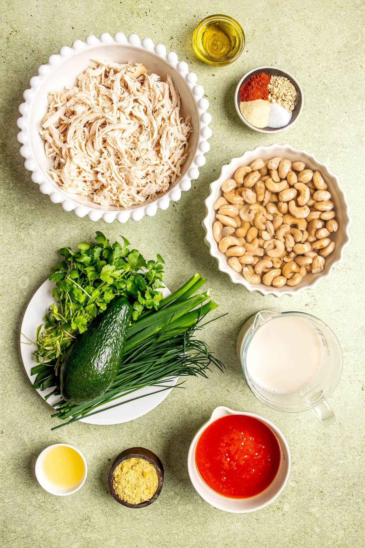 Ingredients for Dairy-Free Buffalo Chicken Dip - Olivia Adriance