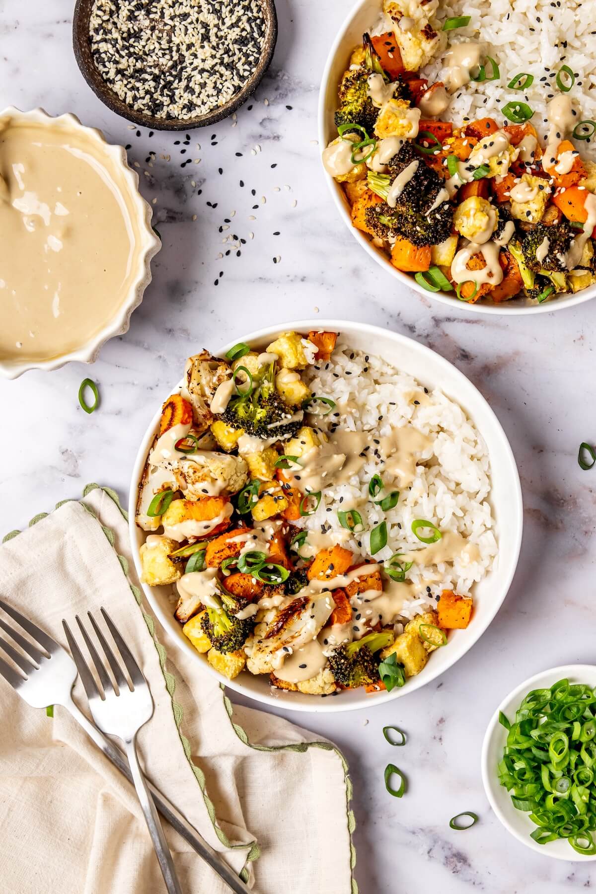 Creamy Coconut Rice Bowls with Roasted Veggies - Olivia Adriance