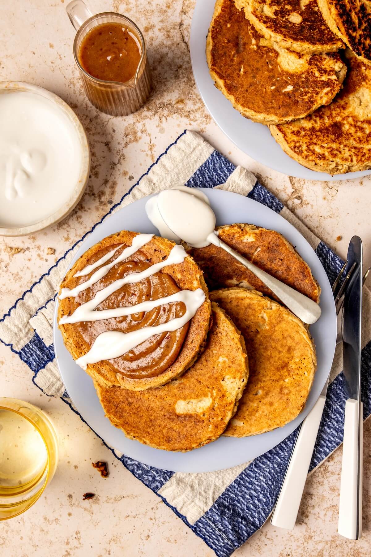 Healthier Cinnamon Roll Pancakes GF DF - Olivia Adriance