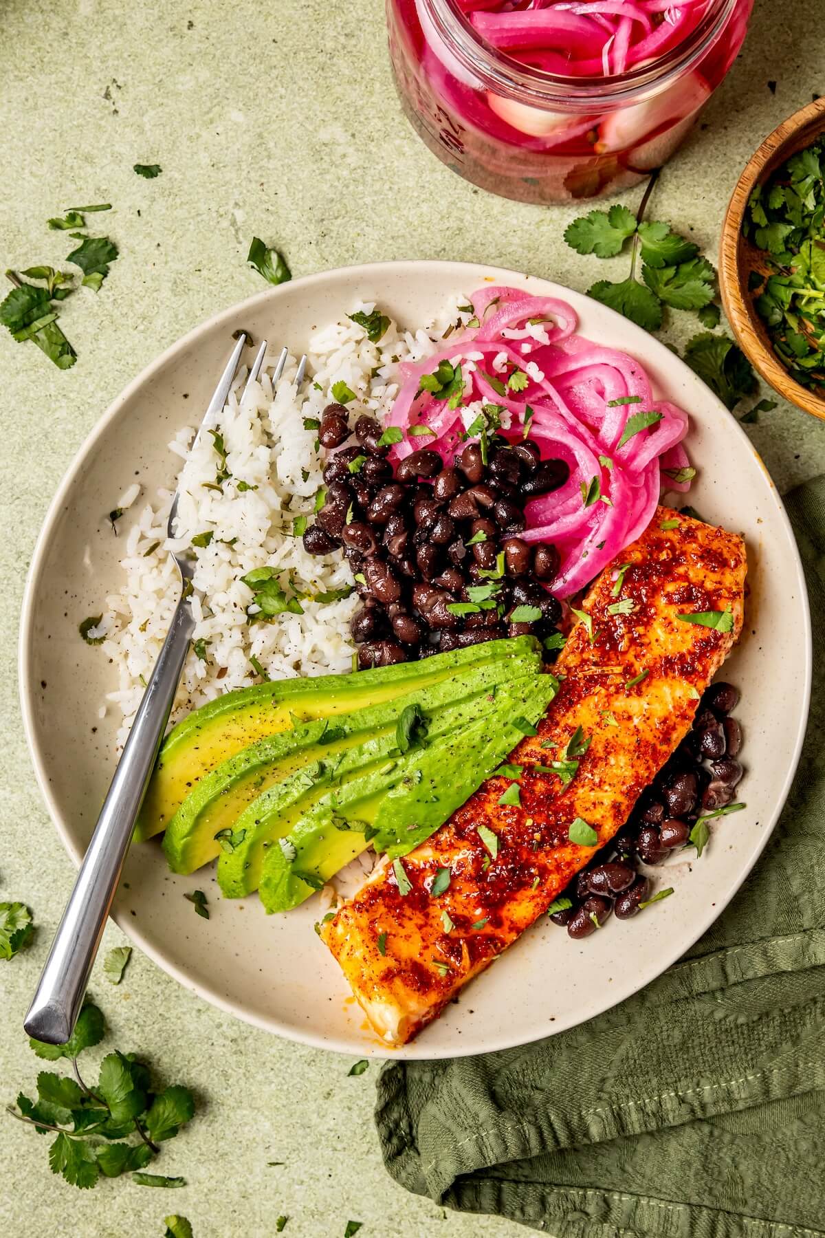 Sweet and Smoky Salmon Burrito Bowls - Olivia Adriance