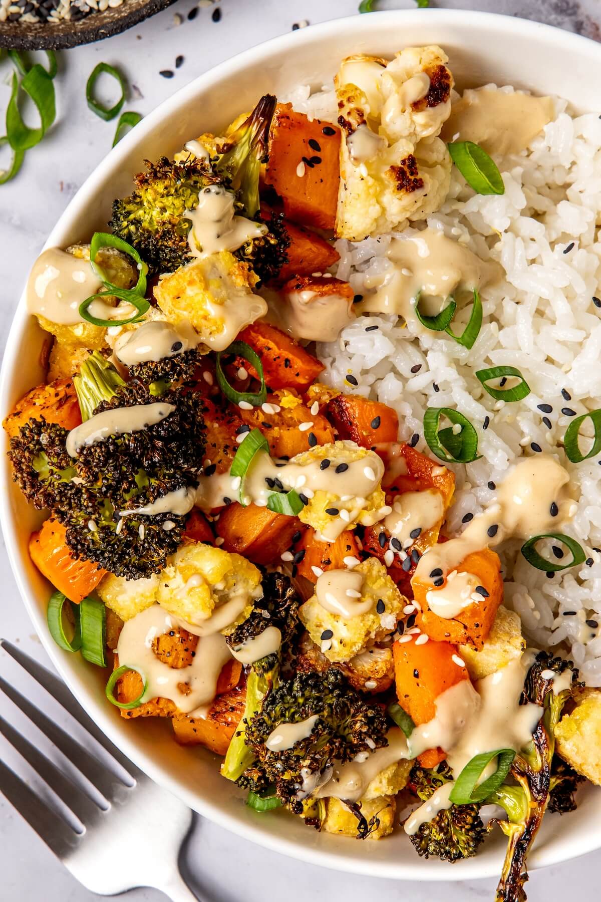 Creamy Coconut Rice Bowls with Roasted Veggies - Olivia Adriance