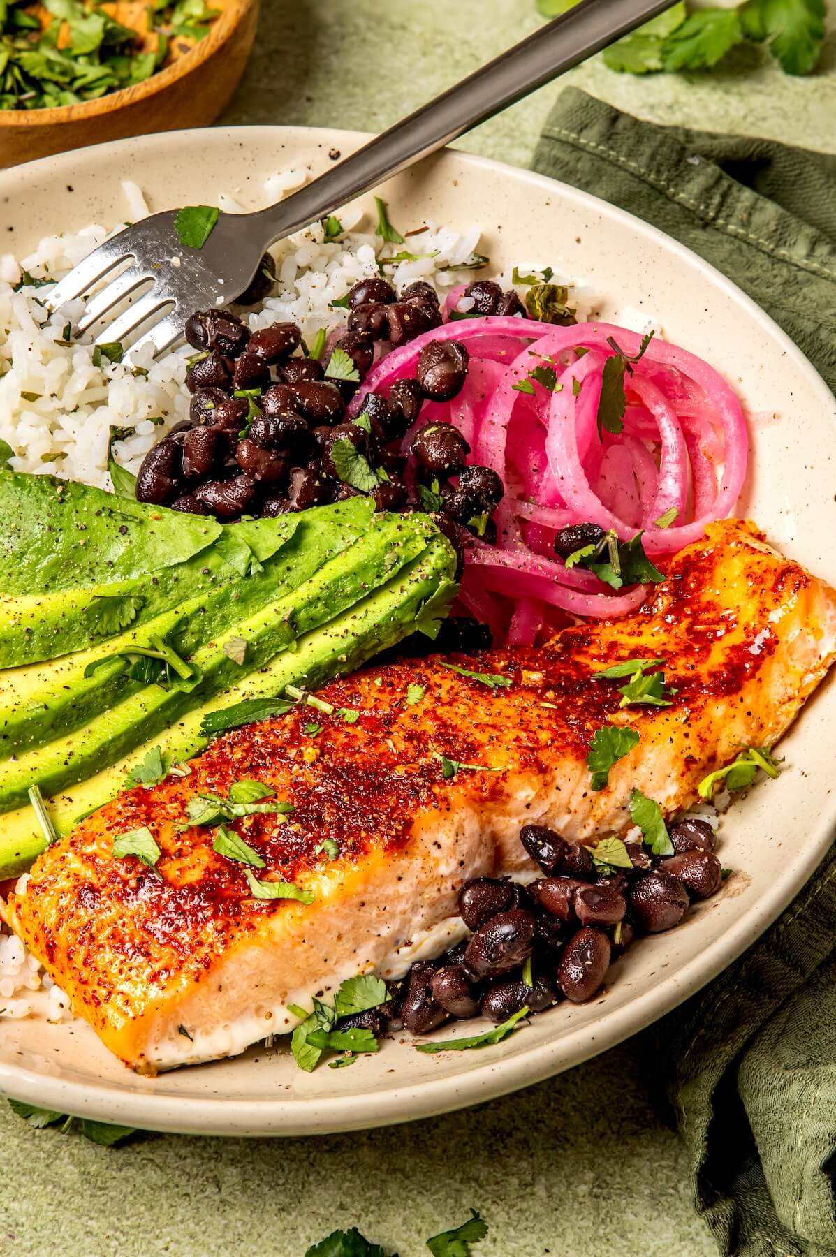 Sweet and Smoky Salmon Burrito Bowls - Olivia Adriance