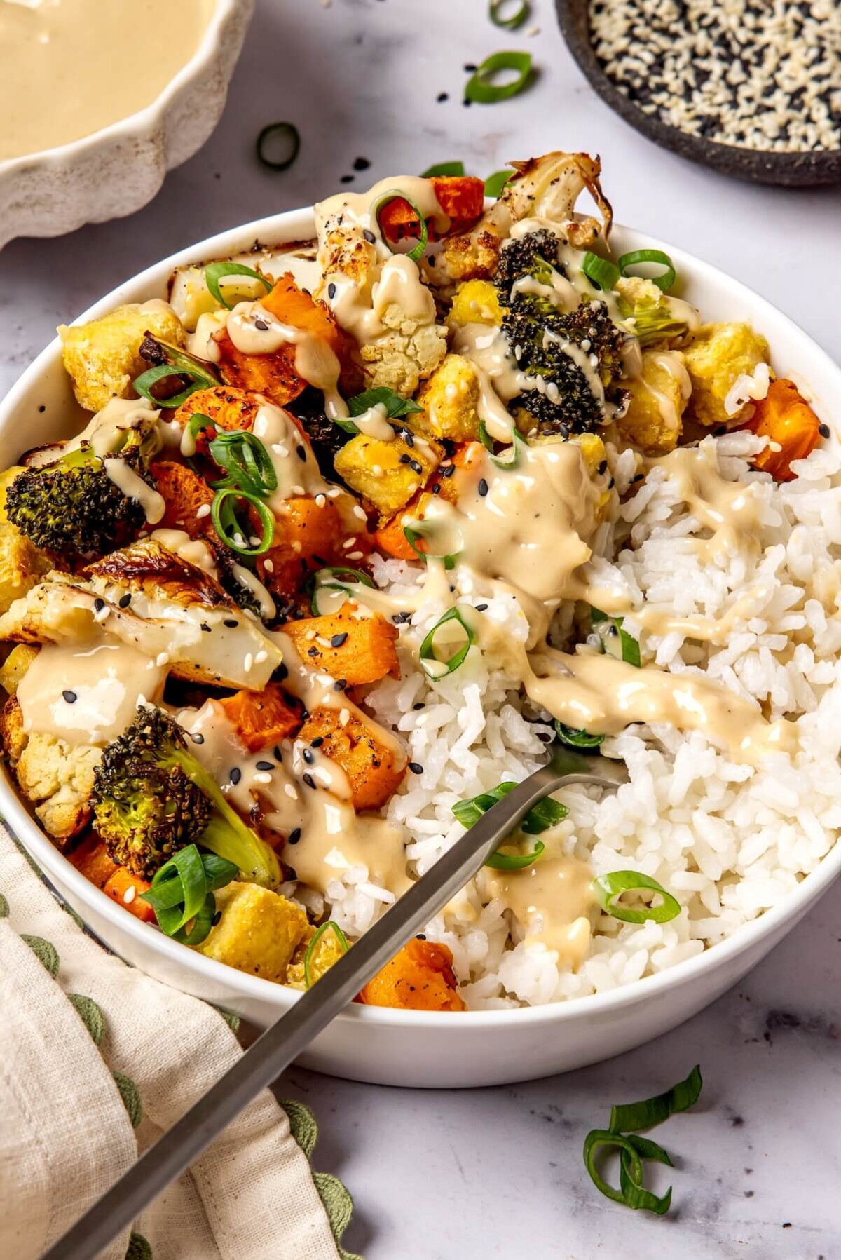 Creamy Coconut Rice Bowls with Roasted Veggies - Olivia Adriance