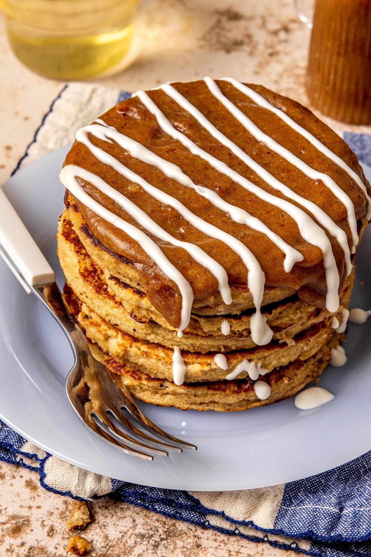 Healthier Cinnamon Roll Pancakes GF DF - Olivia Adriance