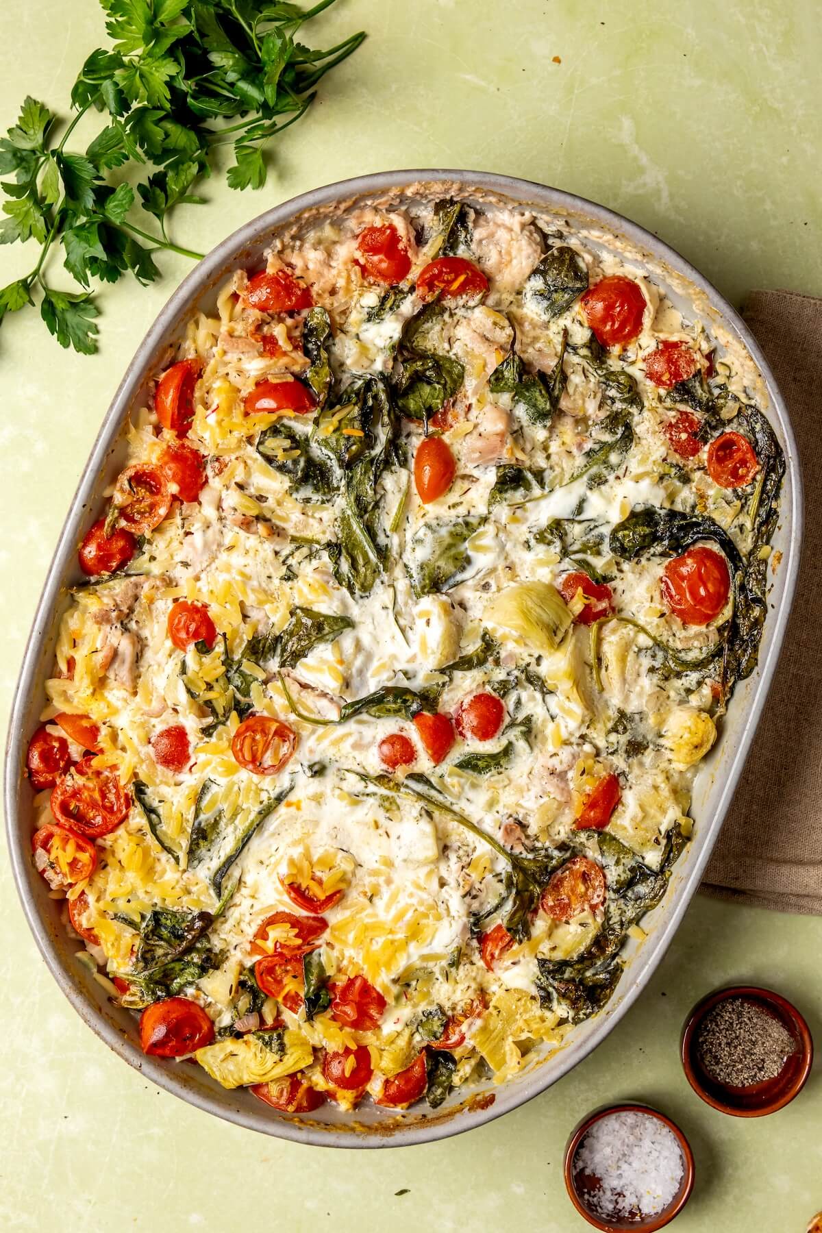 How to Make Spinach Artichoke Chicken Bake with Orzo Step 6 - Olivia Adriance