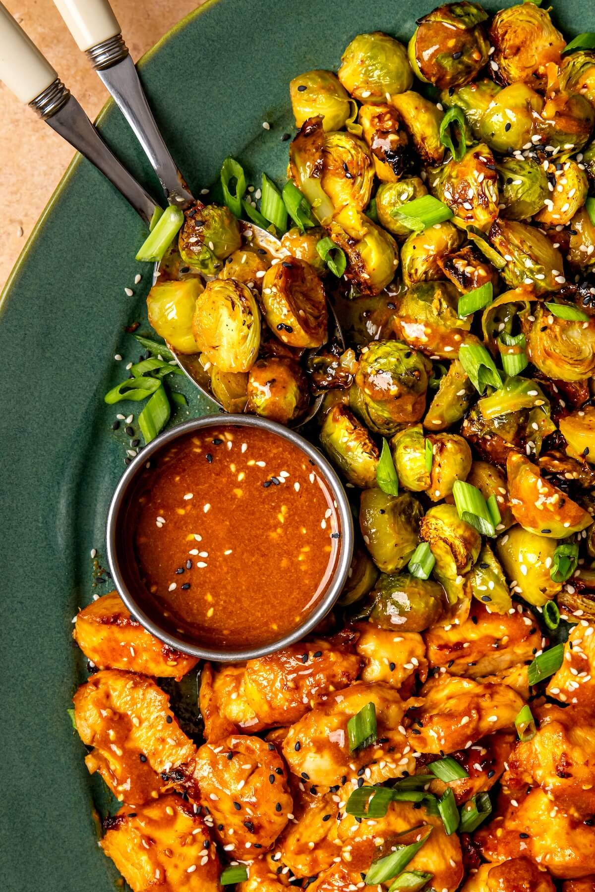 Sheet Pan Sesame Chicken and Brussels Sprouts - Olivia Adriance