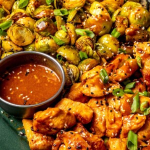 Sheet Pan Sesame Chicken and Brussels Sprouts - Olivia Adriance