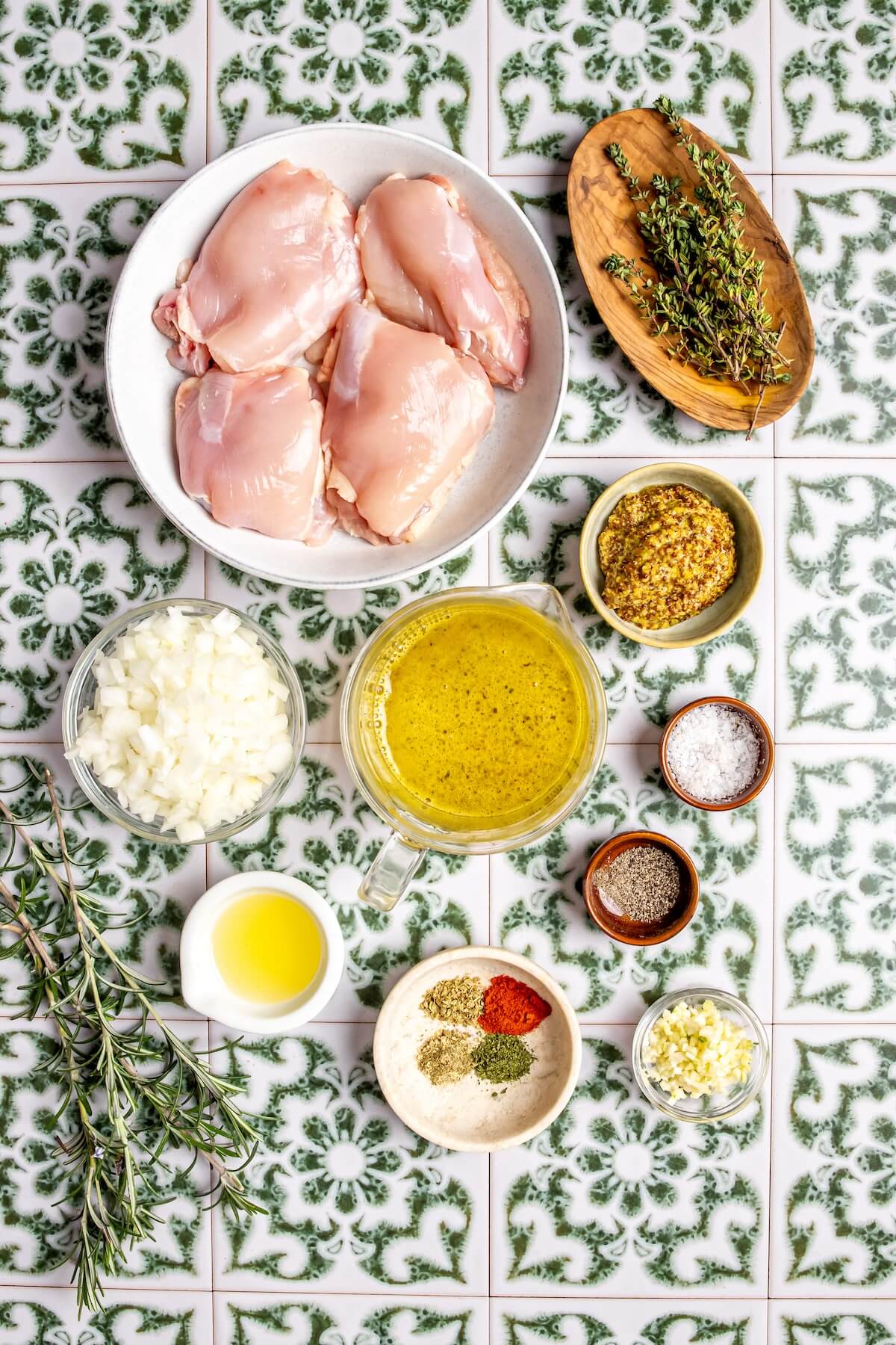 Ingredients for Skillet Herb and Dijon Chicken - Olivia Adriance