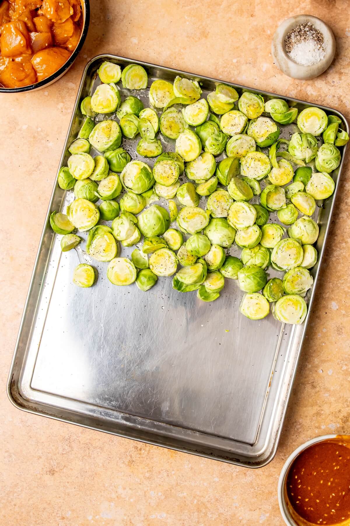 How to Make Sheet Pan Sesame Chicken and Brussels Sprouts Step 3 - Olivia Adriance
