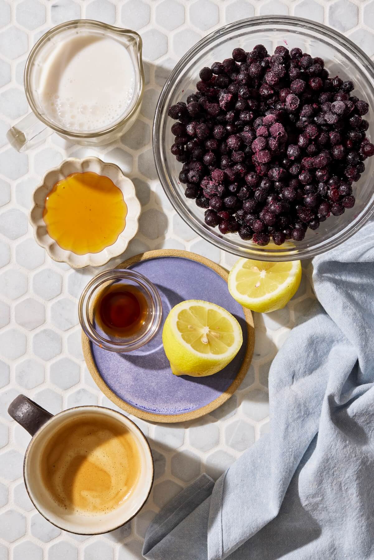 Ingredients for Homemade Wild Blueberry Latte - Olivia Adriance