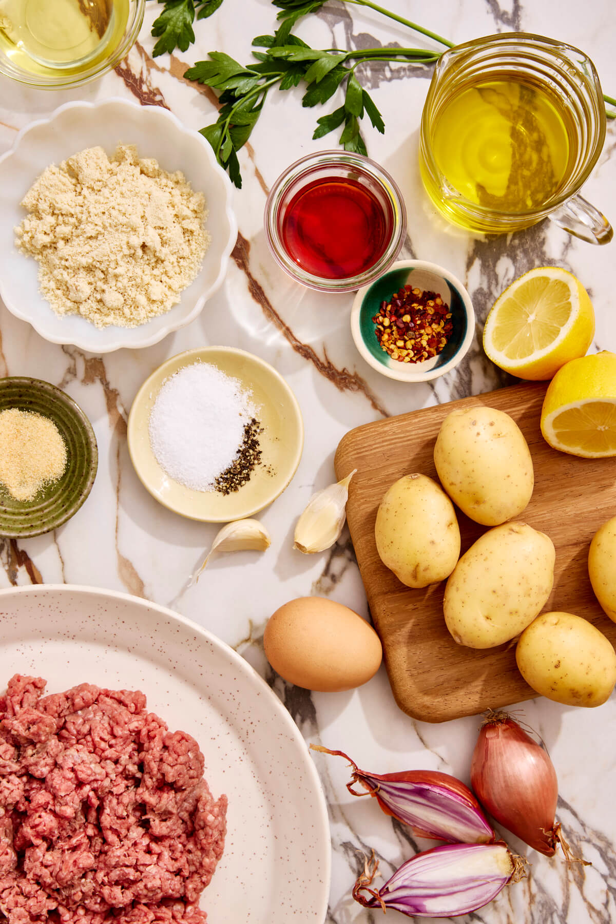 Ingredients for Chimichurri Meatballs and Roasted Potatoes