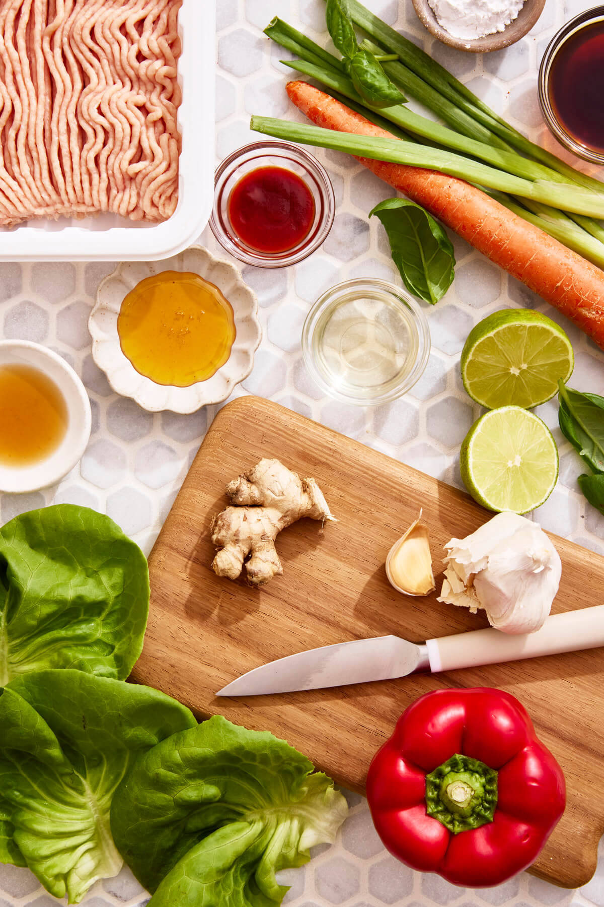 Ingredients for Thai Basil Lettuce Cups